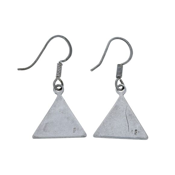 Vintage Sterling Silver 925 Geometric Triangle Dangle Earrings - Picture 2 of 5